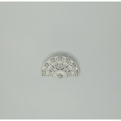 Broche abanico plateado