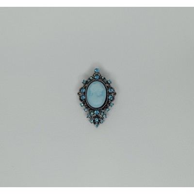 Broche camafeo azul ovalado