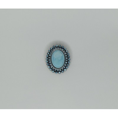Broche camafeo azul redondo