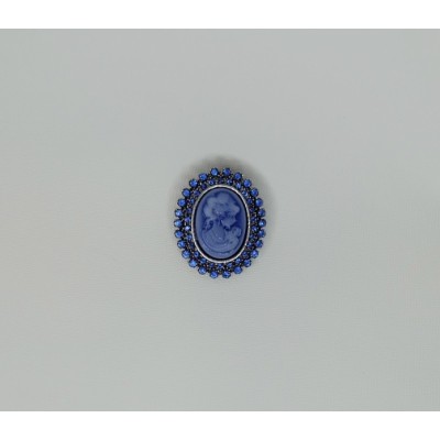 Broche camafeo azul redondo