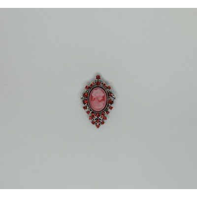 Broche camafeo rojo ovalado