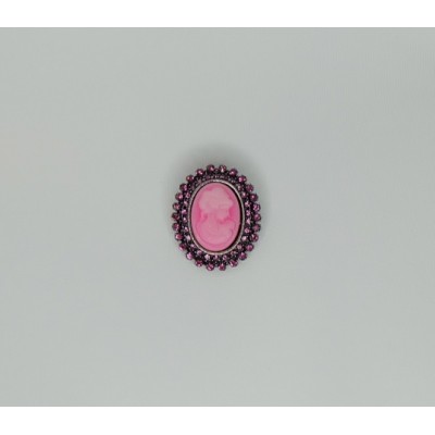 Broche camafeo rosa redondo