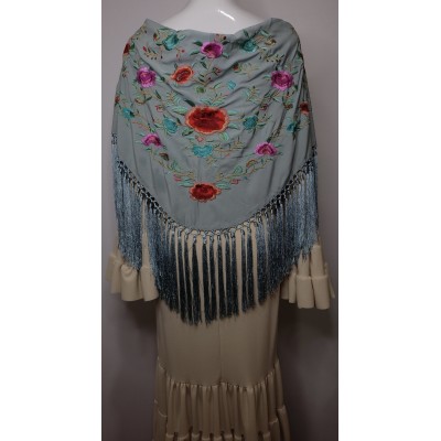 Mantón Begoña verde jabonoso