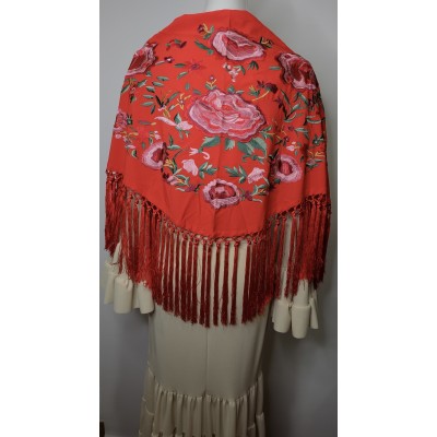 Mantón Begoña rojo