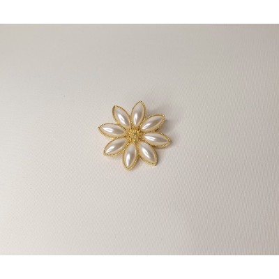 Broche flor perla