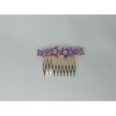 Peina flores lilas dorado